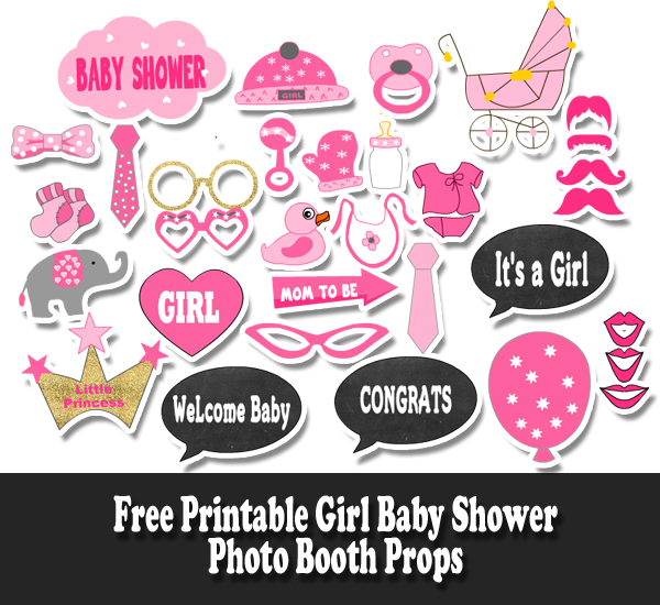 Free Printable Girl Baby Shower Photo Booth Props