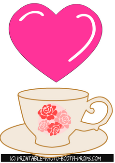 Free Printable Heart and Tea Cup Props 