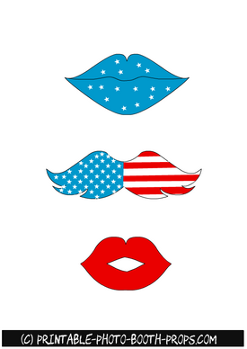 Free printable fourth of July lips and moustaches props