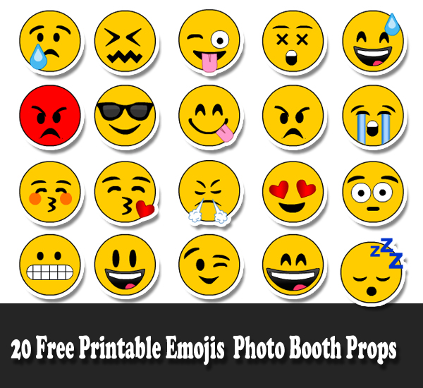20 Free Printable Emojis Photo Booth Props