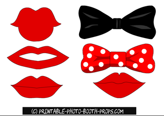 Free Printable Lips and Bow Ties Props 