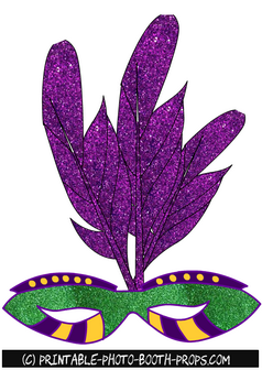 Free Printable Mardi Gras Mask with Feathers