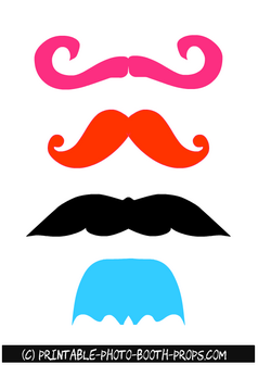 Free Printable Colorful Moustaches Photo Booth Props