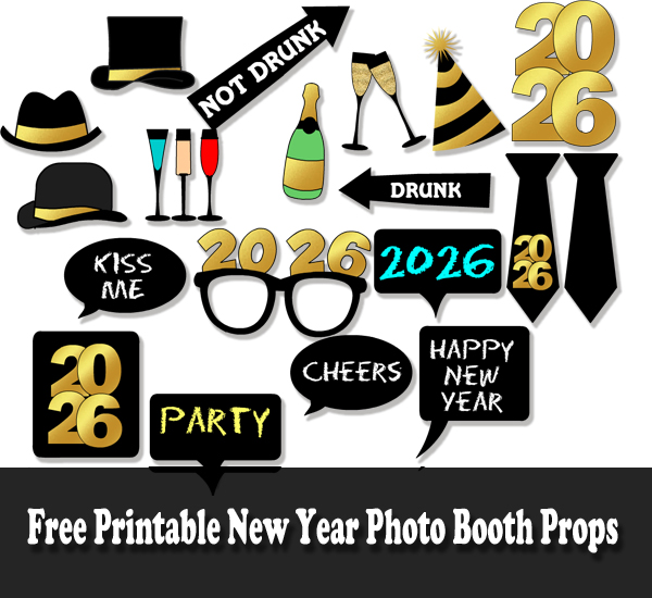 Free Printable New Year2026 Photo Booth Props
