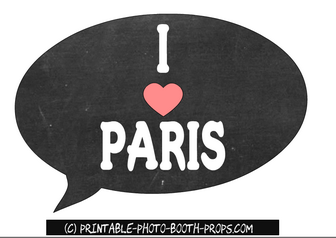 Free Printable I heart Paris Speech Bubble