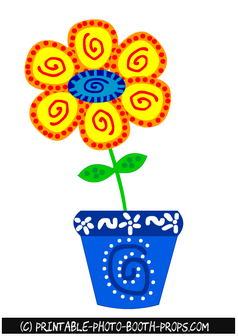 Free Printable Colorful Flower in a Pot Prop