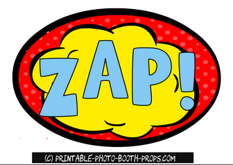 Free Printable Zap Prop for Super Heroes Photo Booth