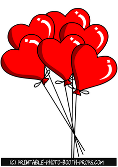 Red Hearts Balloons Props