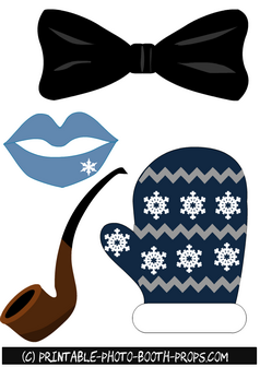 Bow Tie, Lips, Mitt and Pipe Props Printable